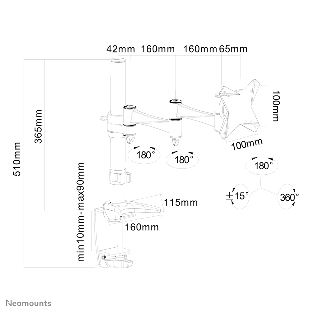 Neomounts FPMA-D1330WHITE Monitorarm 10-30"